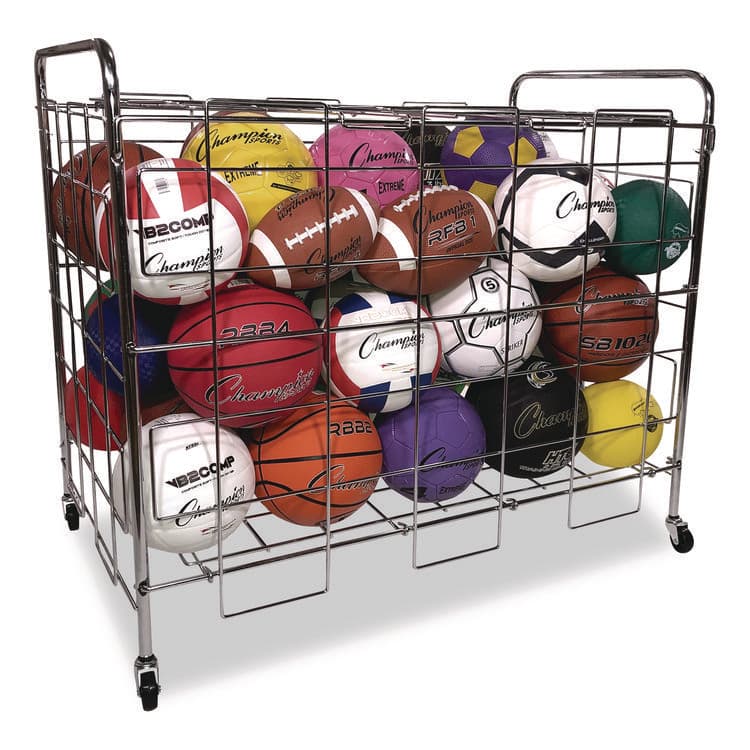 CHAMPION SPORT Portable Ball Locker, Metal, 176 lb Capacity, 24 x 41 x 36, Chrome (CSIBCX) thumbnail 4