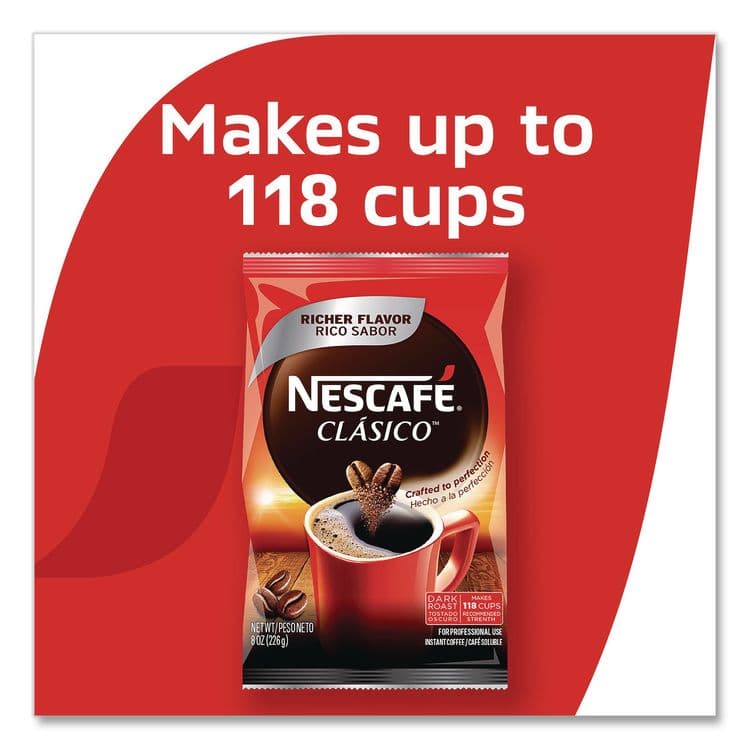 NESTLE Clasico Dark Roast Instant Coffee, 8 oz Pouch (NES70948) thumbnail 4