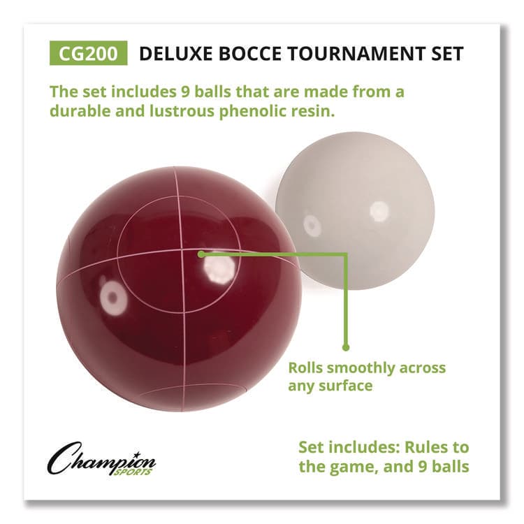 CHAMPION SPORT Deluxe Bocce Tournament Set, 4.25" dia Balls, Assorted Colors (CSICG200) thumbnail 2