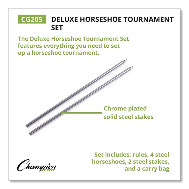 CHAMPION SPORT Deluxe Horseshoe Tournament Set, 4 Horseshoes/2 Stakes/Carry Bag/Rule Sheet (CSICG205) thumbnail 3