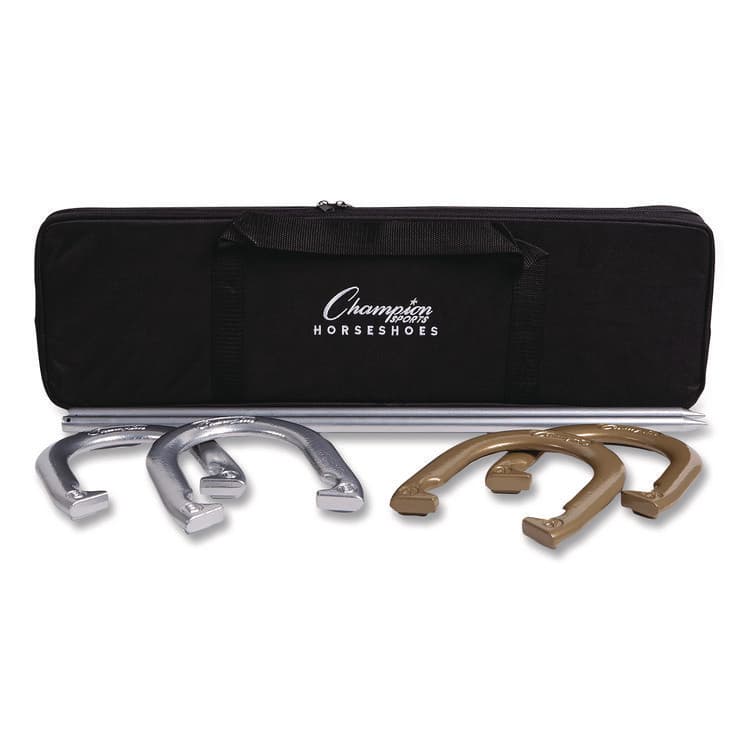 CHAMPION SPORT Deluxe Horseshoe Tournament Set, 4 Horseshoes/2 Stakes/Carry Bag/Rule Sheet (CSICG205)