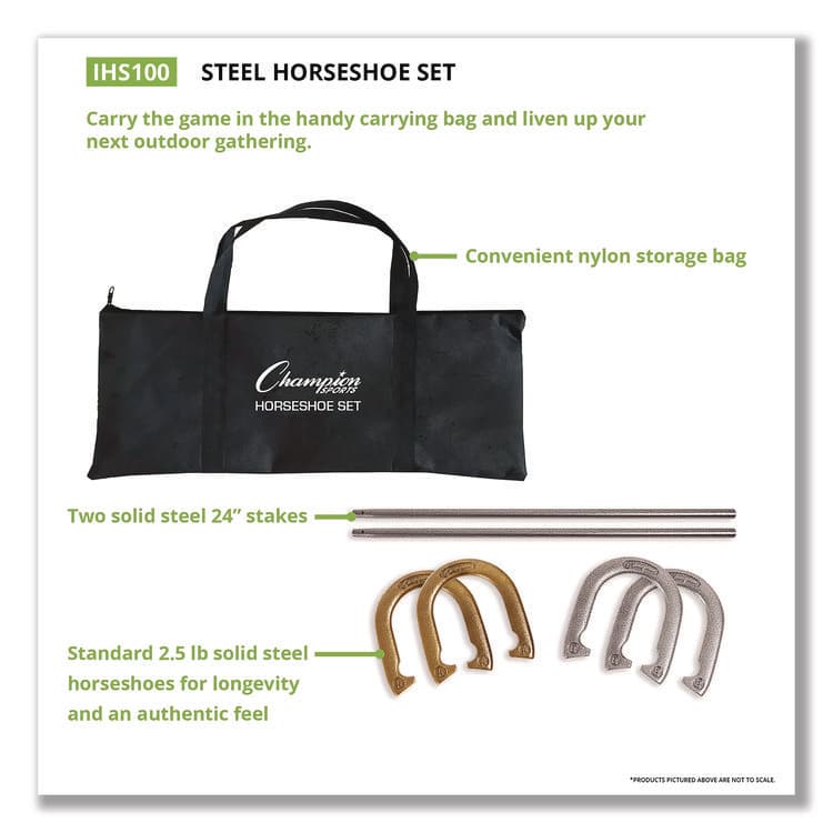 CHAMPION SPORT Steel Horseshoe Set, (4) Horseshoes/(2) 24" Stakes/Nylon Carry Bag (CSIIHS100) thumbnail 2