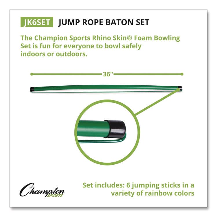CHAMPION SPORT Jump Rope Baton Set, 32", Assorted Colors, 6 Batons/Set (CSIJK6SET) thumbnail 3