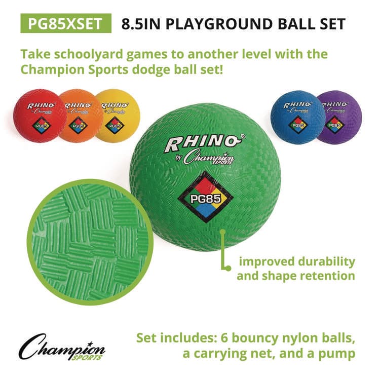 CHAMPION SPORT 8.5" Playground Ball Set with Air Pump, Assorted Colors, 6/Set (CSIPG85XSET) thumbnail 2