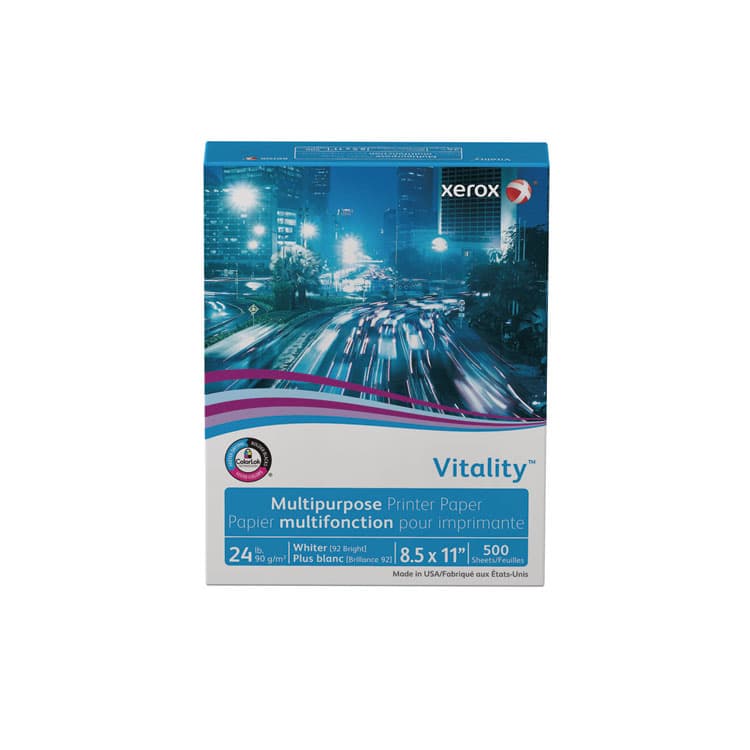 XEROX CORP. Vitality Multipurpose Print Paper, 92 Bright, 24 lb Bond Weight, 8.5 x 11, White, 500/Ream (XER3R02531) thumbnail 3