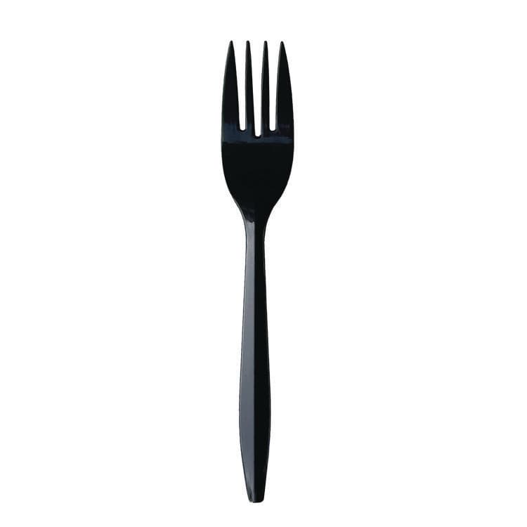 BOARDWALK Mediumweight Wrapped Polypropylene Cutlery, Fork, Plastic, Black, 1,000/Carton (BWKFORKBLPPIW) thumbnail 3