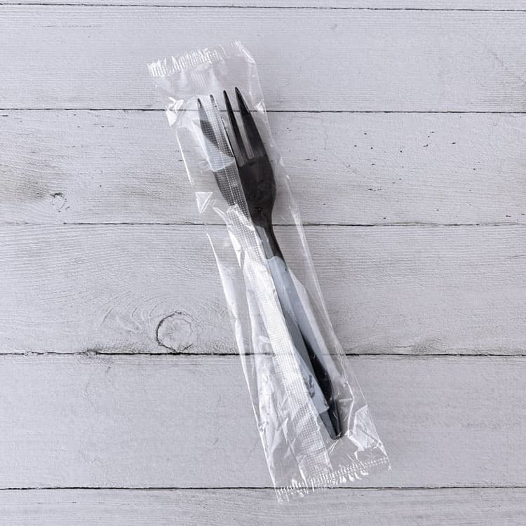 BOARDWALK Mediumweight Wrapped Polypropylene Cutlery, Fork, Plastic, Black, 1,000/Carton (BWKFORKBLPPIW) thumbnail 4