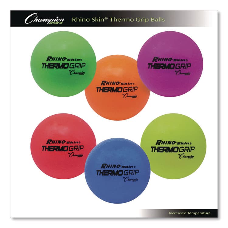 CHAMPION SPORT Rhino Skin Thermo Grip Dodgeball Set, Heat-Activated Color Change, 6.3" Diameter, Assorted Colors, 6/Set (CSIRXTHRMSET) thumbnail 4