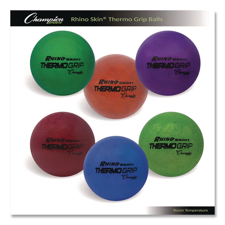 CHAMPION SPORT Rhino Skin Thermo Grip Dodgeball Set, Heat-Activated Color Change, 6.3" Diameter, Assorted Colors, 6/Set (CSIRXTHRMSET) thumbnail 3