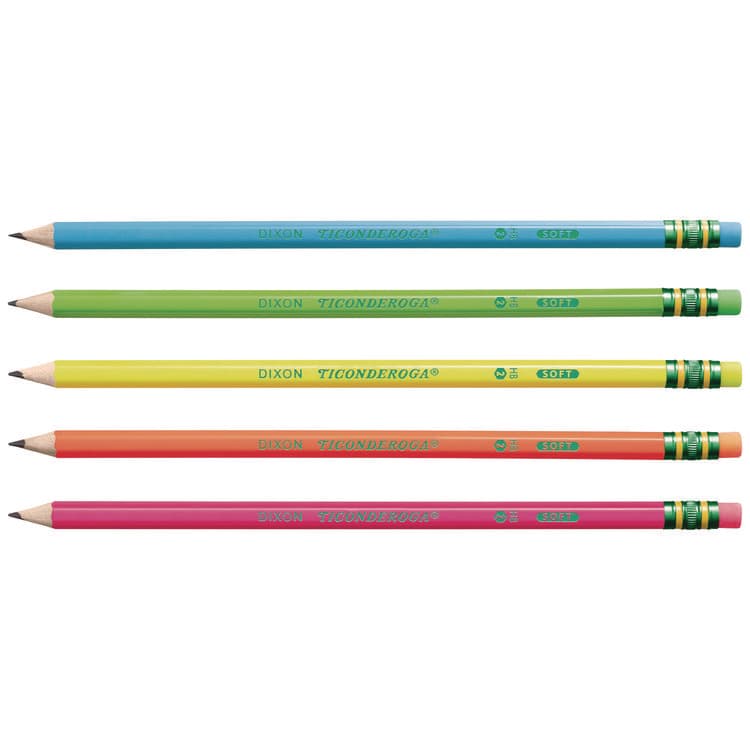 DIXON TICONDEROGA CO. Pre-Sharpened Pencil, 2.2 mm, HB (#2), Black Lead, Neon Assorted Barrel Colors, 18/Pack (DIXX13018) thumbnail 4