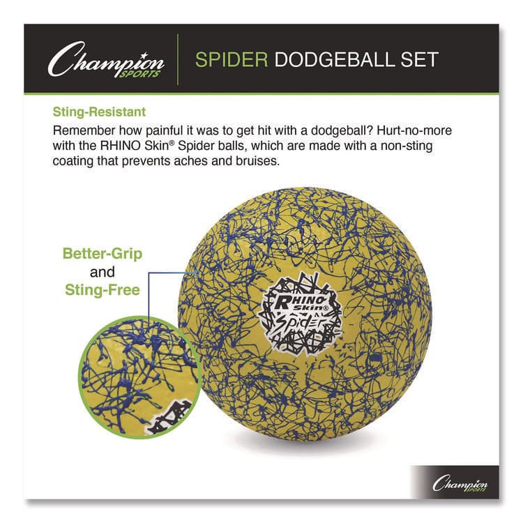 CHAMPION SPORT Rhino Skin Spider Dodgeball Set, 6.3" Diameter, Assorted Colors, 6/Set (CSIRXSPDRSET) thumbnail 2