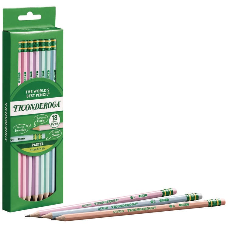 DIXON TICONDEROGA CO. Pre-Sharpened Pencil, 2.2 mm, HB (#2), Black Lead, Pastel Assorted Barrel, 18/Pack (DIXX13718) thumbnail 3