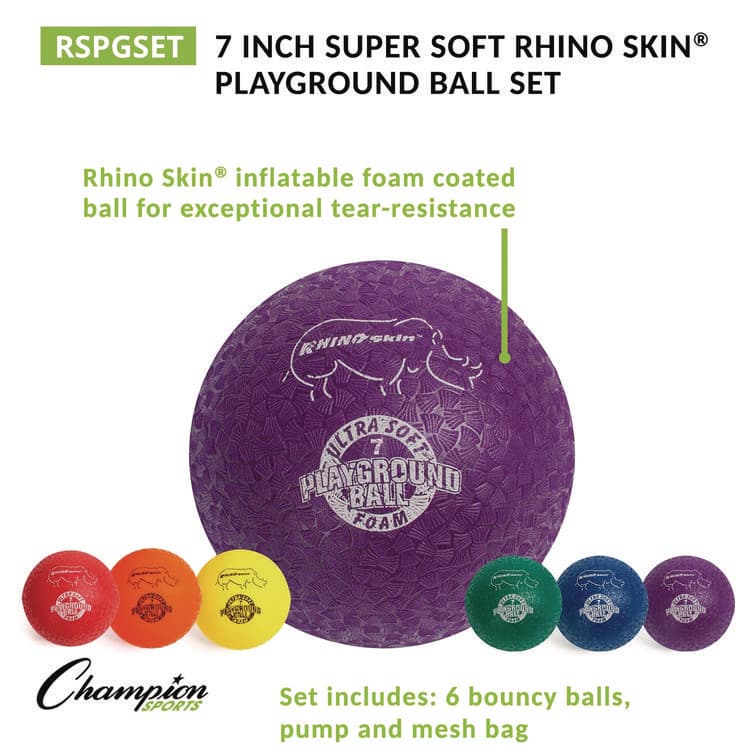 CHAMPION SPORT Rhino Soft Playground Ball Set, 8.5" Diameter, Assorted Colors, 6/Set (CSIRSPGSET) thumbnail 3