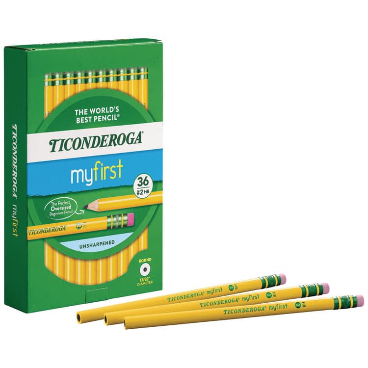 DIXON TICONDEROGA CO. My First Woodcase Pencil with Eraser, 3.6 mm, HB (#2), Black Lead, Yellow Barrel, 36/Pack (DIXX33336) thumbnail 4