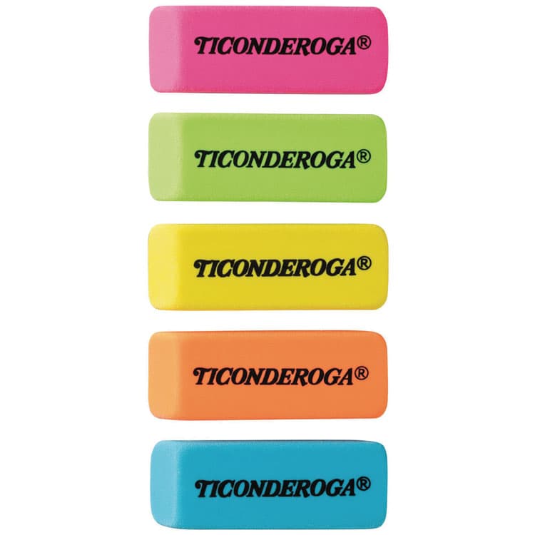 DIXON TICONDEROGA CO. Neon Wedged Block Erasers, For Pencil Marks, Slanted-Edge Rectangular Block, Medium, Assorted Colors, 30/Box (DIXX38930) thumbnail 3