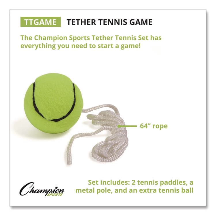 CHAMPION SPORT Tether Tennis Game Set, Two Paddles, Two Tennis Balls (CSITTGAME) thumbnail 3