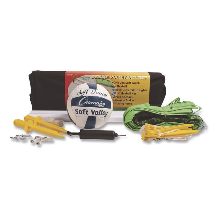 CHAMPION SPORT Deluxe Volleyball Set, Official-Size Volleyball, Volleyball Net (CSIVBSET)