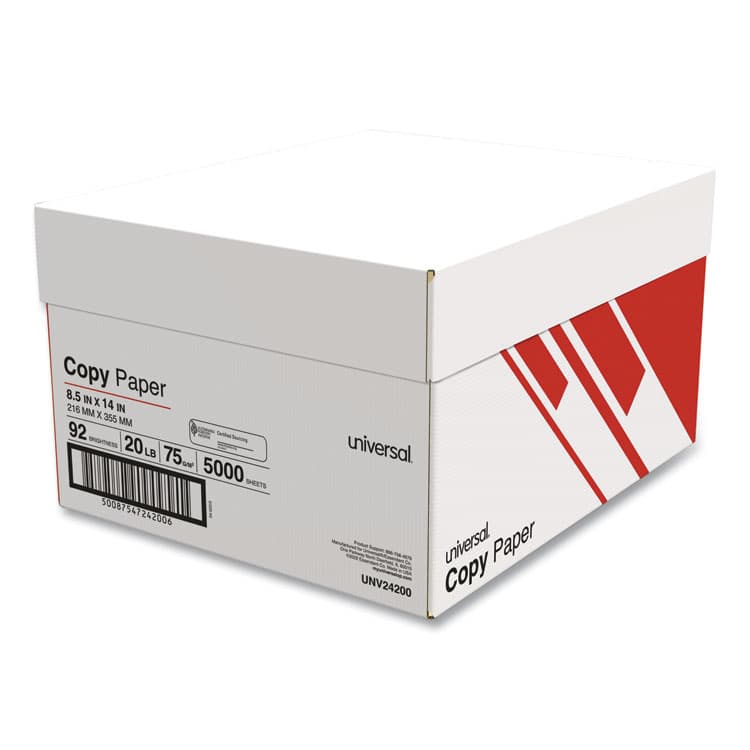 UNIVERSAL OFFICE PRODUCTS Legal Size Copy Paper, 92 Bright, 20 lb Bond Weight, 8.5 x 14, White, 500 Sheets/Ream, 10 Reams/Carton (UNV24200) thumbnail 2