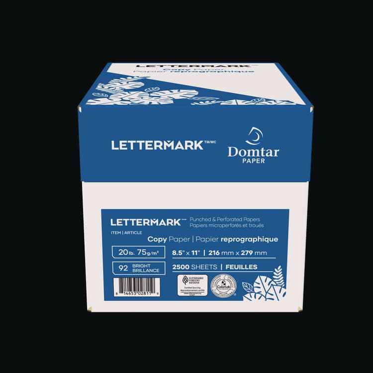 DOMTAR PAPER Custom Cut-Sheet Copy Paper, 92 Bright, Micro-Perforated 5.5" from Top, 20lb Bond Weight, 8.5 x 11, White, 500/Ream, 5 RM/CT (DMR8823) thumbnail 3