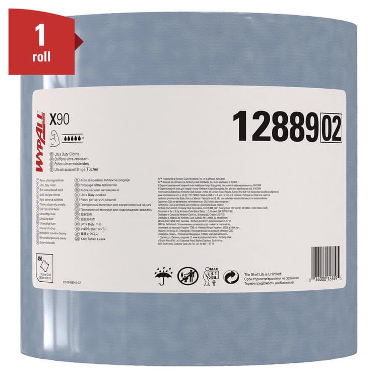 KIMBERLY CLARK X90 Cloths, Jumbo Roll, 2-Ply, 12.4 x 12.2, Blue Denim, 450/Roll (KCC12889) thumbnail 2