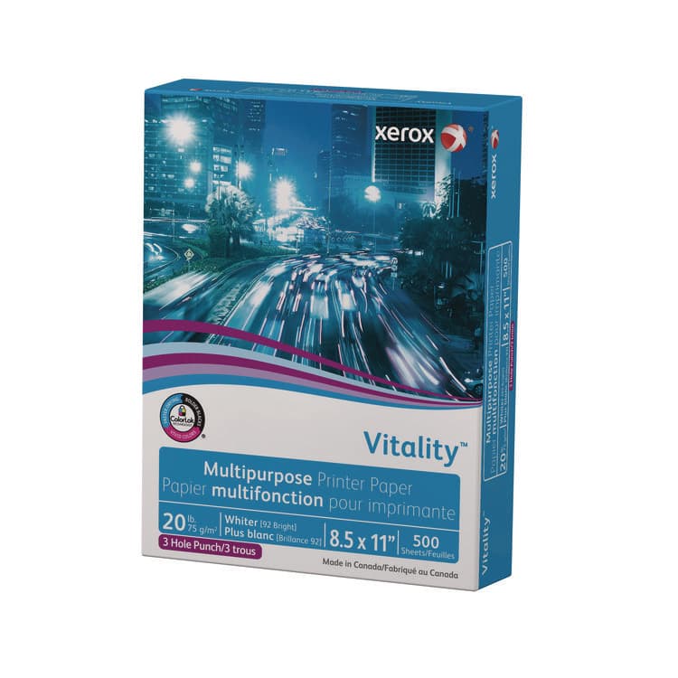 XEROX CORP. Vitality Multipurpose Print Paper, 92 Bright, 3-Hole, 20 lb Bond Weight, 8.5 x 11, 500 Sheets/Ream, 10 Reams/Carton (XER3R02641) thumbnail 3
