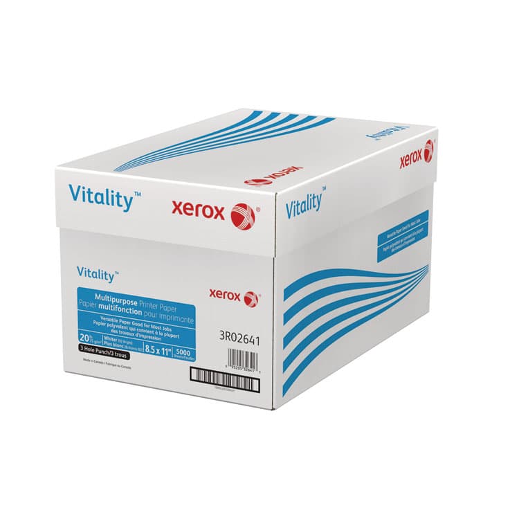 XEROX CORP. Vitality Multipurpose Print Paper, 92 Bright, 3-Hole, 20 lb Bond Weight, 8.5 x 11, 500 Sheets/Ream, 10 Reams/Carton (XER3R02641) thumbnail 2