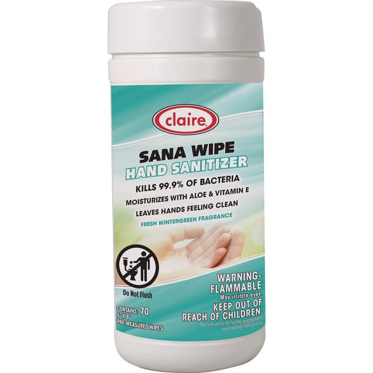 CLAIRE MANUFACTURING COMPANY Sana Wipe, 8 x 6, Fresh Wintergreen Scent, White, 6/Carton (CGC973) thumbnail 3