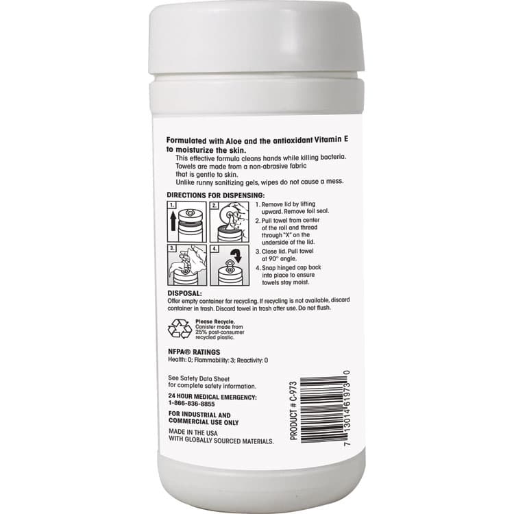 CLAIRE MANUFACTURING COMPANY Sana Wipe, 8 x 6, Fresh Wintergreen Scent, White, 6/Carton (CGC973) thumbnail 2