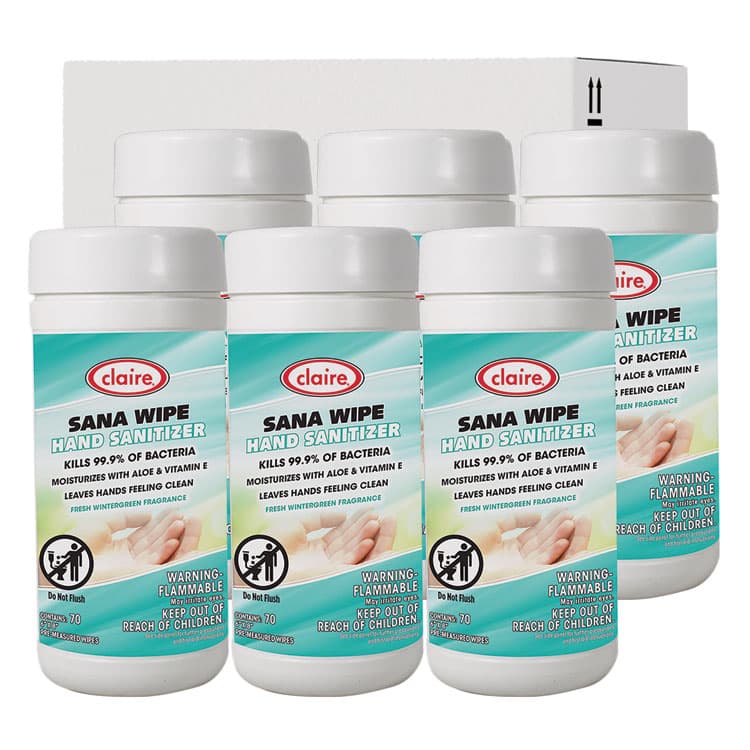 CLAIRE MANUFACTURING COMPANY Sana Wipe, 8 x 6, Fresh Wintergreen Scent, White, 6/Carton (CGC973) thumbnail 4