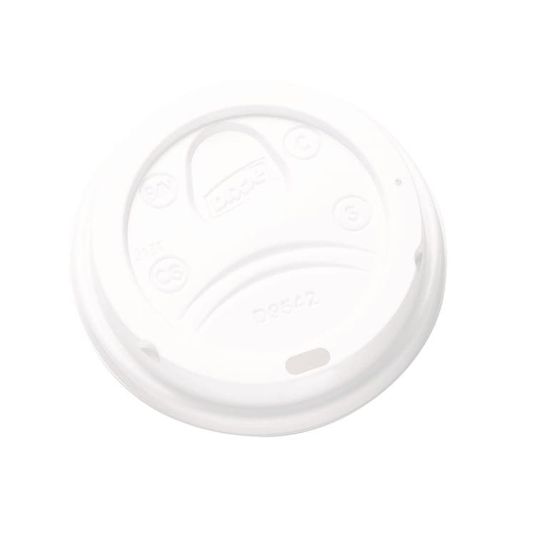 DIXIE FOOD SERVICE Dome Drink-Thru Lids, Fits 10 oz to 20 oz Dixie Hot Cups, Plastic, White, 100/Pack (DXED9542PK)