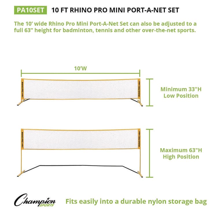 CHAMPION SPORT Rhino Port-A-Net Set, 33" to 63" x 120" (CSIPA10SET) thumbnail 2