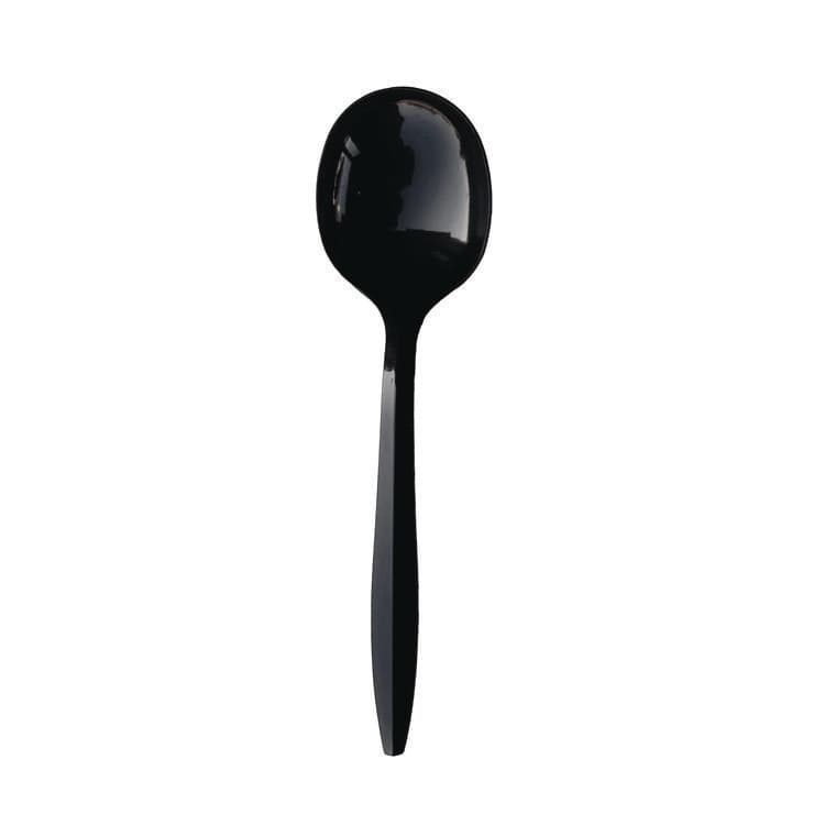 BOARDWALK Mediumweight Polypropylene Cutlery, Soup Spoon, Plastic, Black, 1,000/Carton (BWKSOUPBLMW) thumbnail 2
