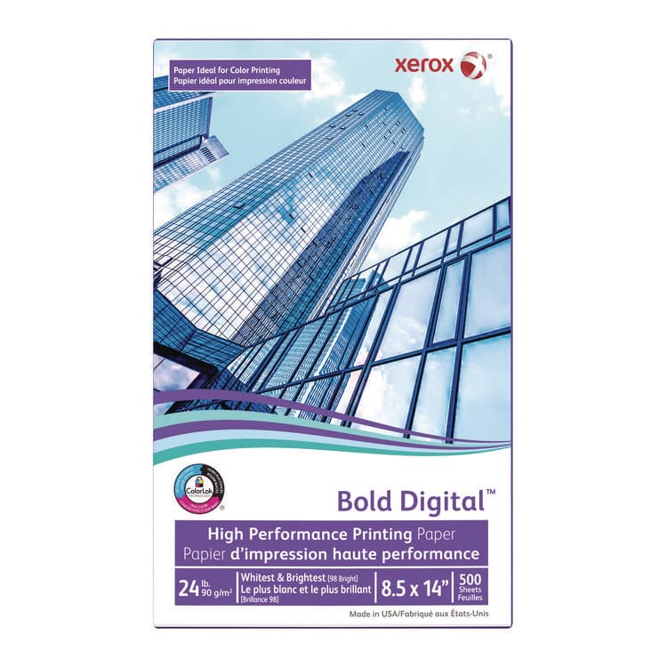 XEROX CORP. Bold Digital Printing Paper, 98 Bright, 24 lb Bond Weight, 8.5 x 14, White, 500 Sheets/Ream, 8 Reams/Carton (XER3R11542R)