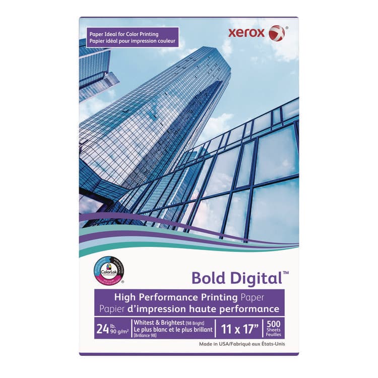 XEROX CORP. Bold Digital Printing Paper, 98 Bright, 24 lb Bond Weight, 11 x 17, White, 500/Ream (XER3R11543R)