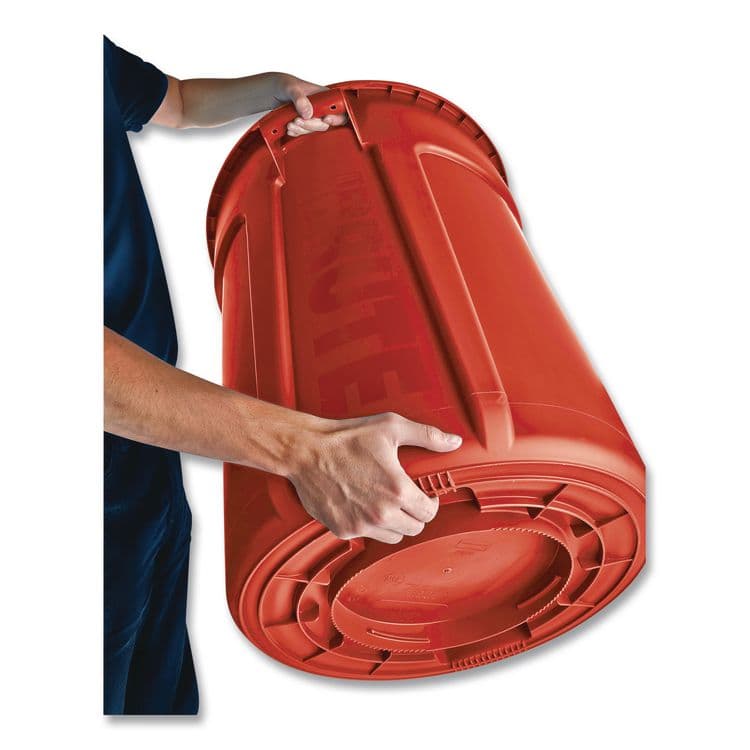 RUBBERMAID COMMERCIAL PROD. Vented Round Brute Container, 10 gal, Plastic, Red, 6/Carton (RCP2610REDCT) thumbnail 2