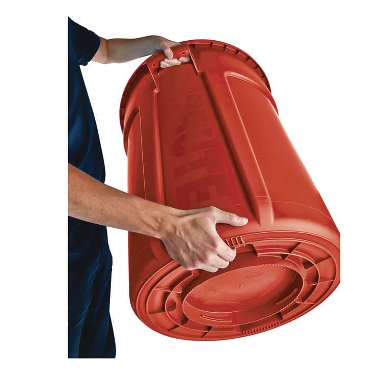 RUBBERMAID COMMERCIAL PROD. Vented Round Brute Container, 32 gal, Plastic, Red (RCP2632RED) thumbnail 2