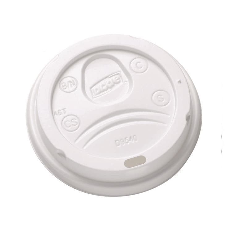 DIXIE FOOD SERVICE Sip-Through Dome Hot Drink Lids, Fits 10 oz Dixie Hot Cups, Plastic, White, 100/Pack, 10 Packs/Carton (DXEDL9540CT)