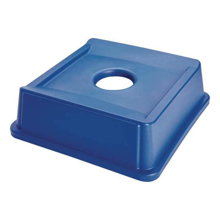 RUBBERMAID COMMERCIAL PROD. Untouchable Bottle and Can Recycling Top, Round Opening, 20.13w x 20.13d x 6.25h, Blue (RCP2791BLU)