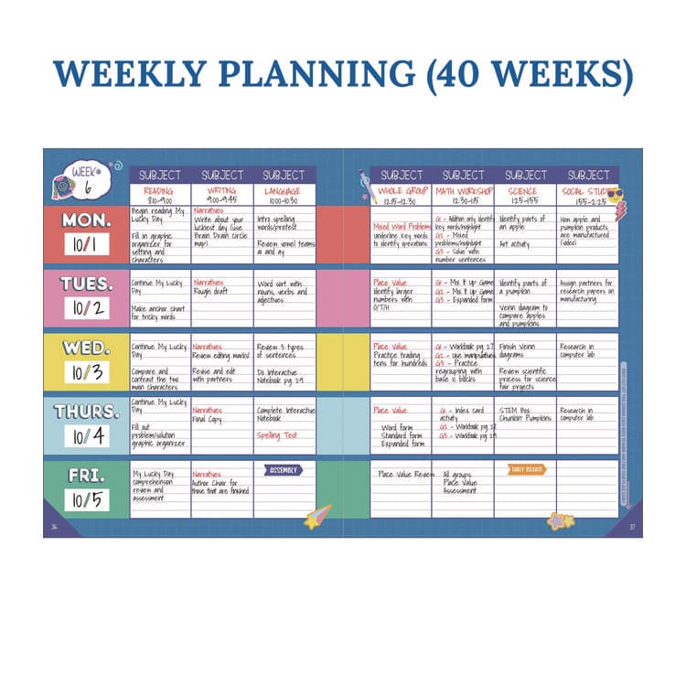 CARSON-DELLOSA EDUCATION Teacher Planners, Weekly/Monthly, 7 Classes, We Stick Together, Multicolor Cover, 11 x 8.5 Sheets, 12-Month (July to June) (CDP105050) thumbnail 3