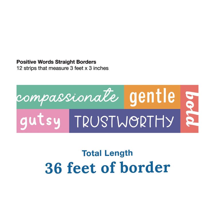 CARSON-DELLOSA EDUCATION Straight Borders, 12-Piece Set, Motivational: Positive Words, 3" x 3 ft, Multicolor (CDP108520) thumbnail 3