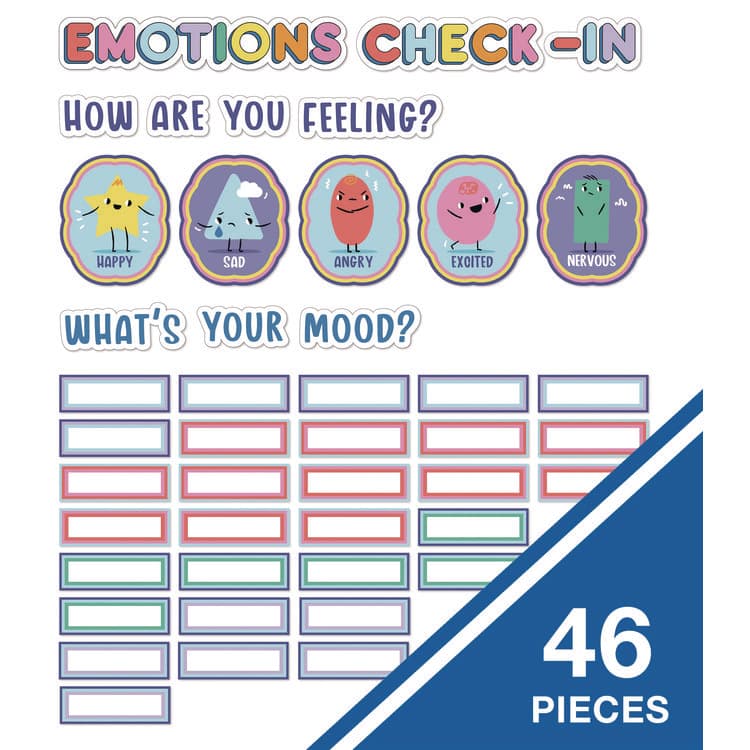 CARSON-DELLOSA EDUCATION Curriculum Bulletin Board Sets, 46-Piece Set , We Stick Together: Emotions Check-In, 7.9" x 15", Multicolor (CDP110532) thumbnail 2