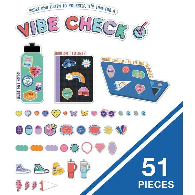 CARSON-DELLOSA EDUCATION Decorative Bulletin Board Set, 51-Piece Set, We Stick Together: Vibe Check, 14.1" x 17.9", Multicolor (CDP110584) thumbnail 2