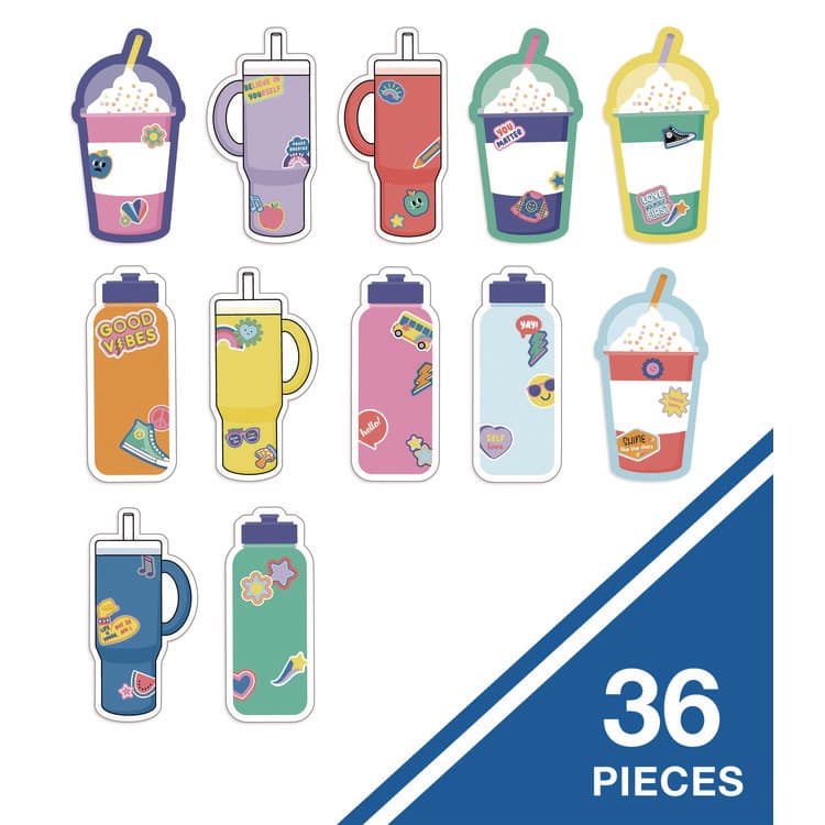 CARSON-DELLOSA EDUCATION Assorted Colorful Cut-Outs, 36-Piece Set, We Stick Together: Cups + Water Bottles, 5.8" x 8", Multicolor (CDP120651) thumbnail 2