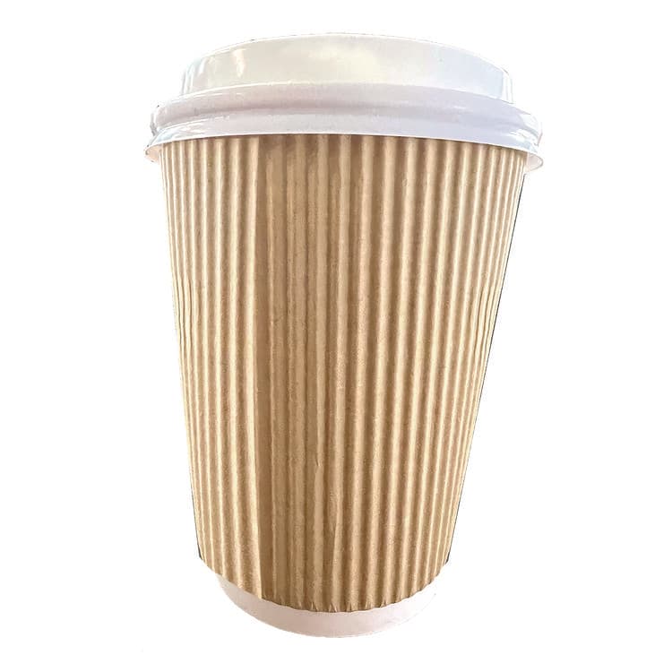 KARAT BY LOLLICUP Ripple Hot Cups, 8 oz, Paper, Kraft/White, 500/Carton (KRTCKRC508)