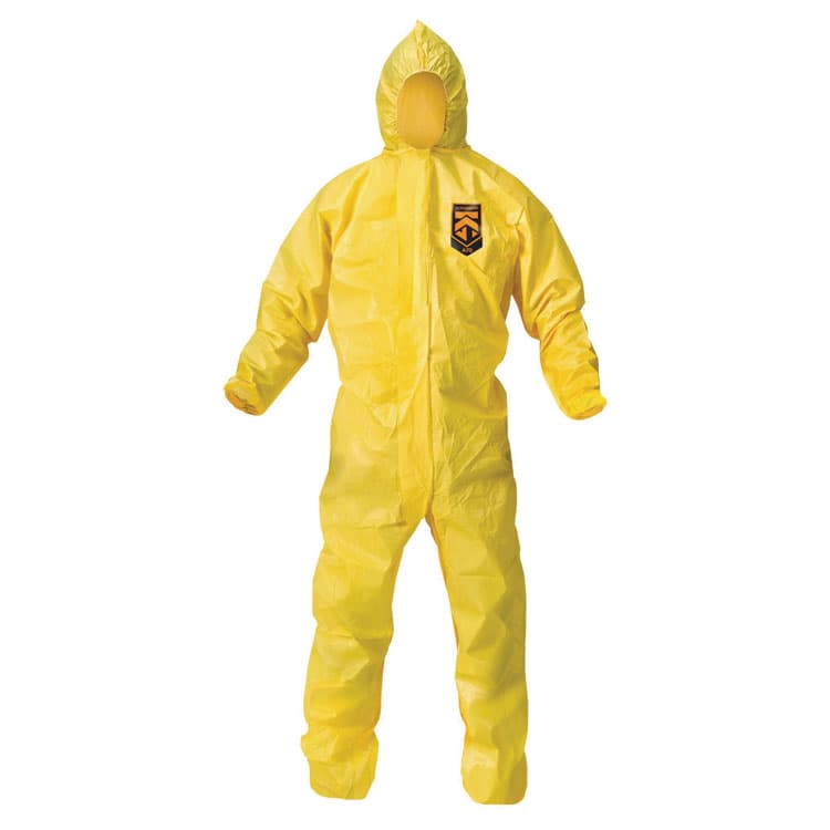 KIMBERLY-CLARK PROFESSIONAL A70 Chemical Spray Protection Coveralls, Elastic Wrists, Ankles, Hood, 2X-Large, Yellow, 12/Carton (ANS09815)