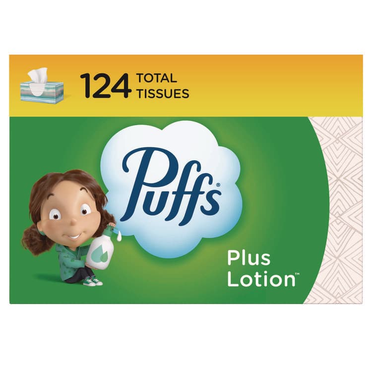 PROCTER & GAMBLE Plus Lotion Facial Tissue, 2-Ply, White, 124 Sheets/Box, 24 Boxes/Carton (PGC39346)
