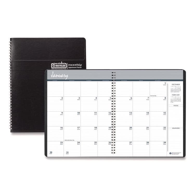 HOUSE OF DOOLITTLE 14-Month Recycled Ruled Monthly Planner, 8.75 x 6.78, Black Cover, 14-Month: Dec 2025 to Jan 2027 (HOD262602)