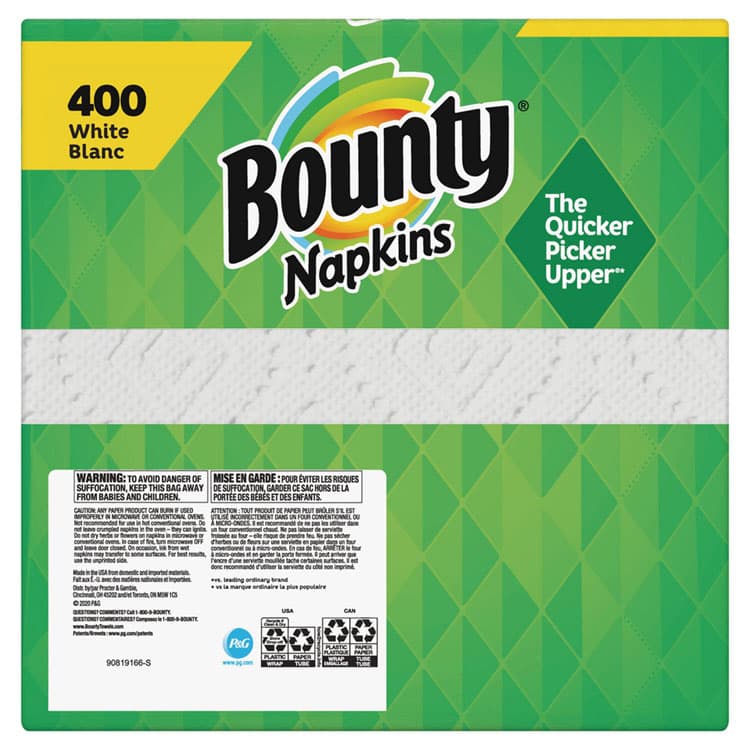 PROCTER & GAMBLE Quilted Napkins, 1-Ply, 12.1 x 12, White, 400/Pack, 4 Packs/Carton (PGC19096) thumbnail 4