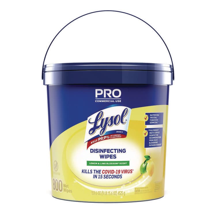 RECKITT BENCKISER Professional Disinfecting Wipe Bucket, 1-Ply, 6 x 8, Lemon and Lime Blossom, White, 800 Wipes/Bucket, 2 Buckets/Carton (RAC99856CT) thumbnail 2