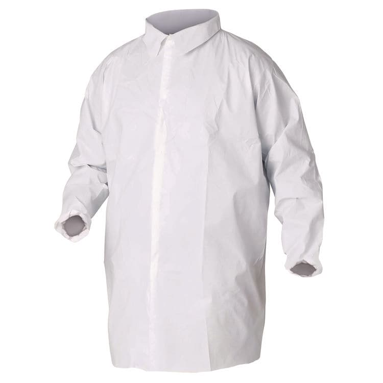 KIMBERLY-CLARK PROFESSIONAL A40 Liquid and Particle Protection Lab Coats, Elastic Wrists, 3X-Large, White, 30/Carton (ANS44446)